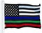 G128 - Thin Blue Green & Red Line American Flag 150D Polyester 3x5 FT Printed Flag - Honoring Men Women Police Fire Fighters Military Border Patrol Brass Grommets Indoor/Outdoor - Much Thicker More Durable Than 100D 75D Polyester